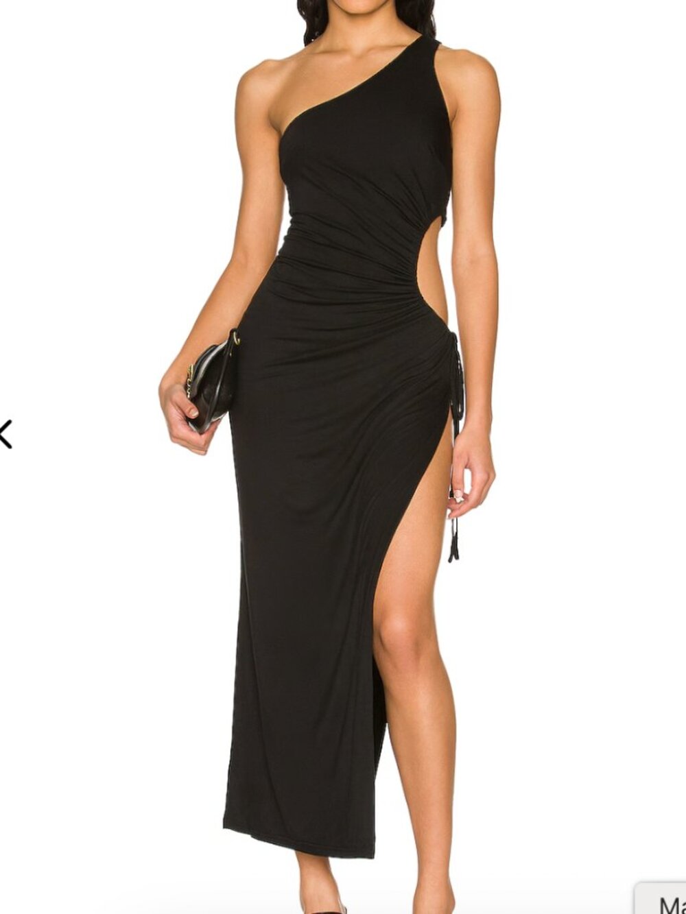 Revolve SNDYS Pamela Dress Black Size 6/Small One Shoulder Thigh High Leg Slit